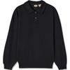 Levis Logo Embroidered Polo Neck Knitted Pattern Loose Long Sleeve Sweatshirt Men Sweatshirt Black 002HF-0001