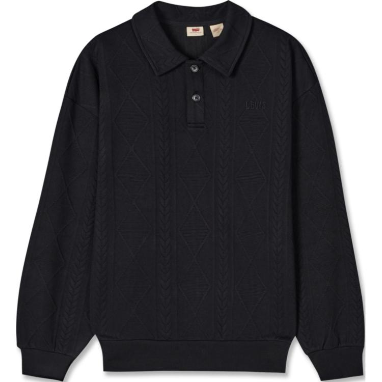 

Толстовка мужская Levis с вышитым логотипом, трикотажным узором поло, свободного кроя, с длинным рукавом, черная 002HF-0001 M