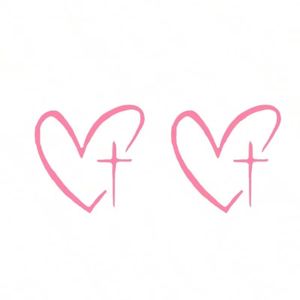2Pcs/Set Waterproof Rearview Mirror Decal Universal Heart Cross Sticker  Car Exterior Accessories