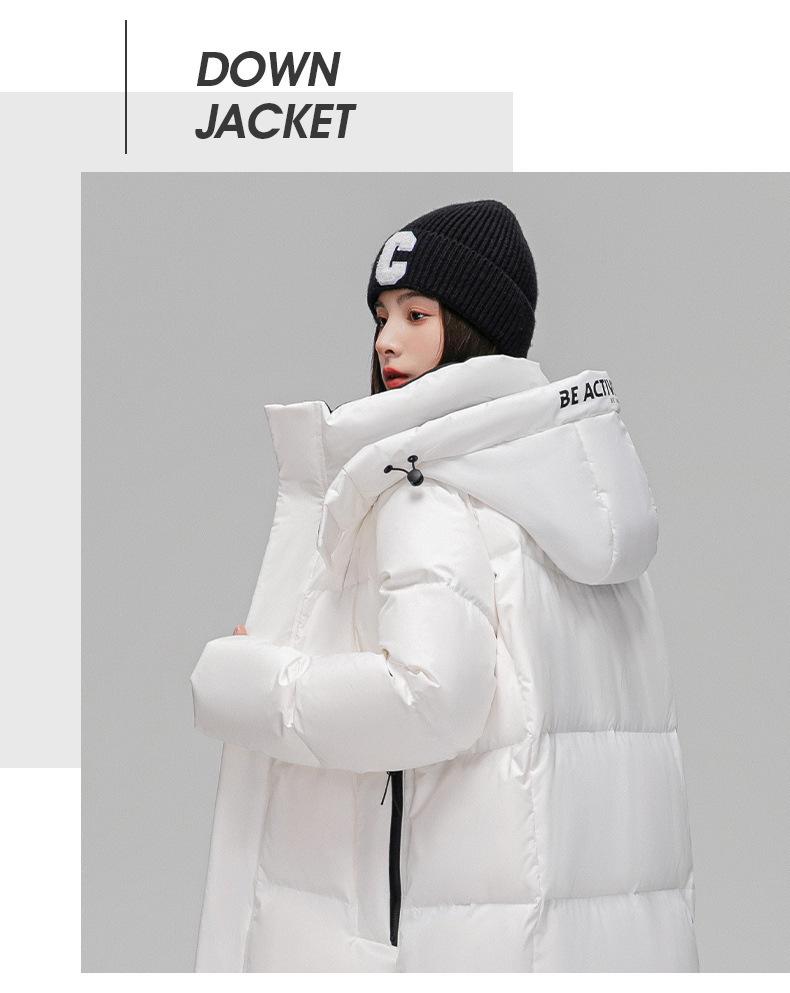 Winter Hooded Thick Casual Down Jacket for Men & Women - 90% White Duck Down, Mid-Length, Loose Fit
