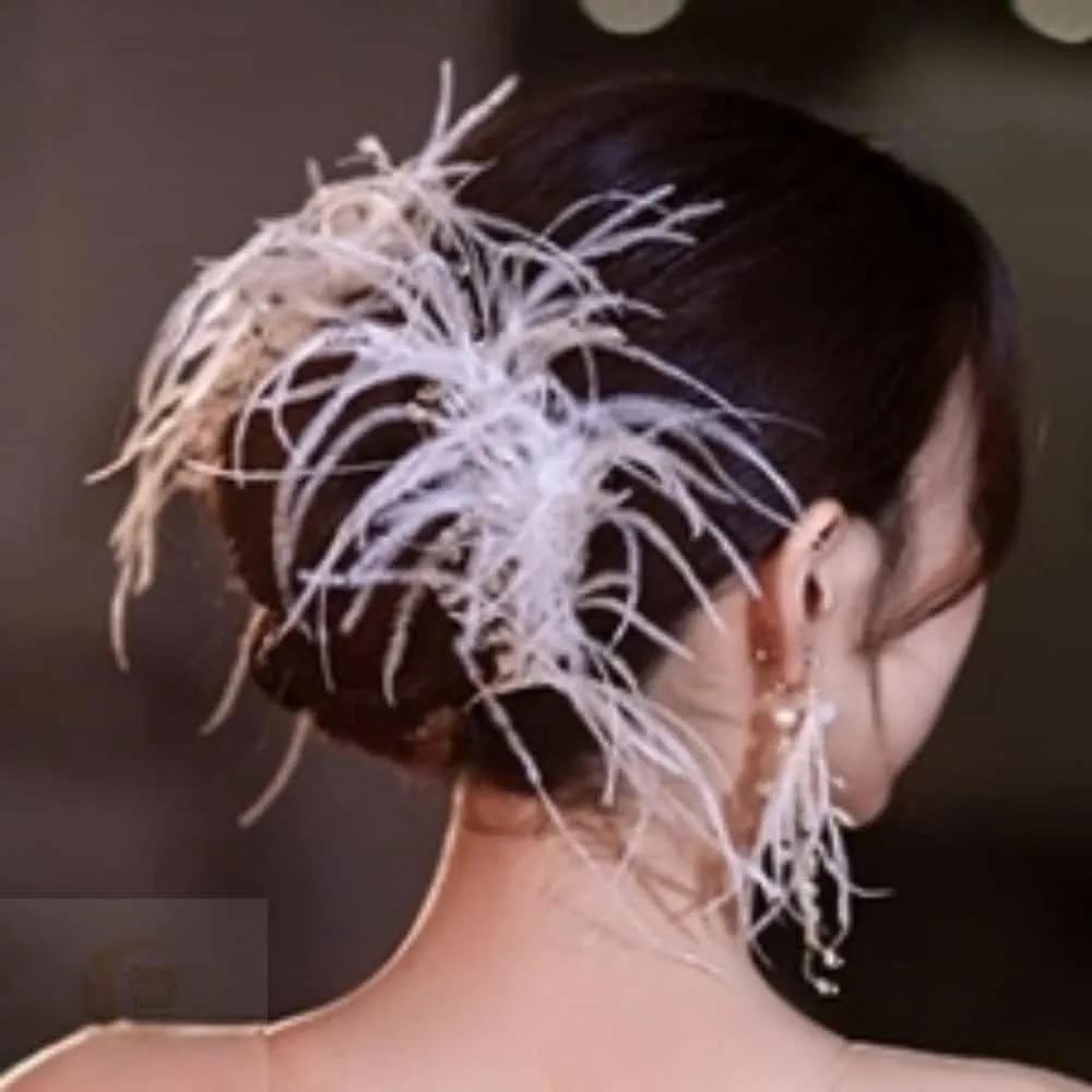 MOONH Wedding Hair Ornament Feather Hair Ornament Swan Lake Hair Pin Feather Hair Pin