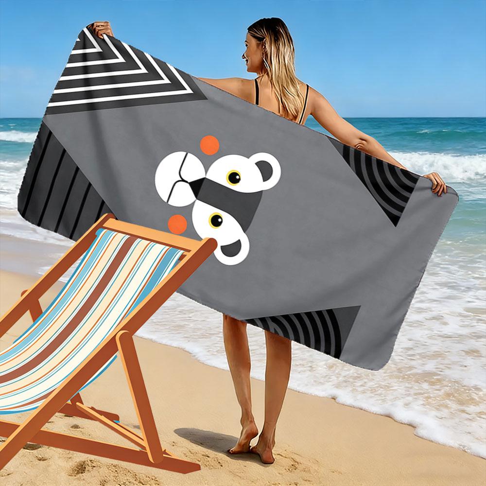 Bold Majestic Feline Face Print Beach Towel, Quick Drying, Suitable for Travel, Outdoor Sports, Jogging, the Beach and Swimming, Gift