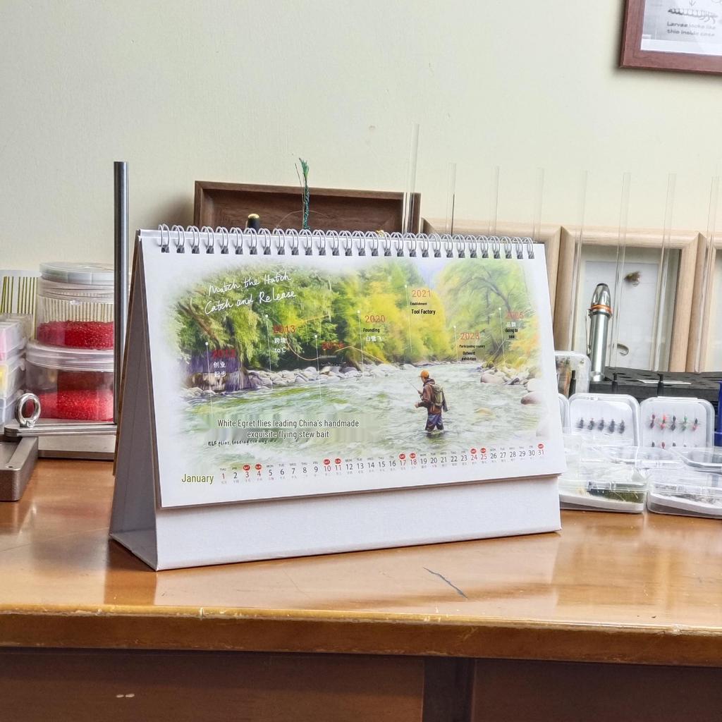 White Egret Fly Fishing Desk Calendar 2026-2027: Extended Collector's Edition with Ultra-Long Battery Life