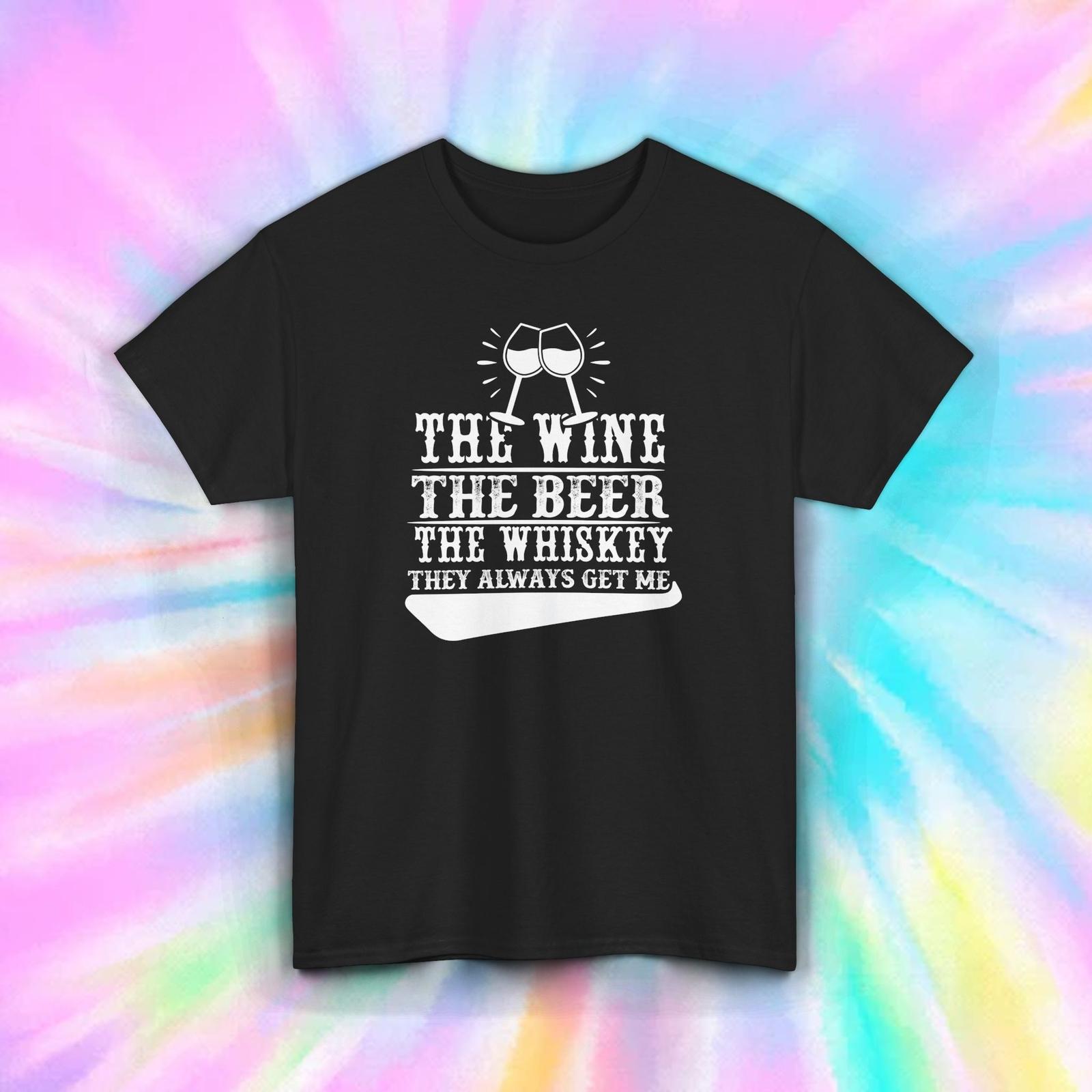 Wine Beer Whiskey Shirt Funny Alcohol Lover Gift Party Tee S-5XL L