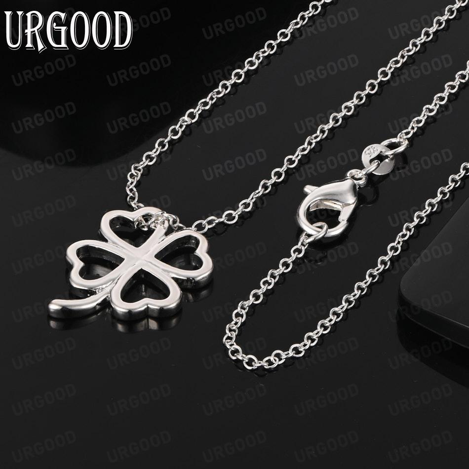 925 Sterling Silver Simple And Exquisite Four-Leaf Clover Pendant Necklace - Stylish Evening Jewelry
