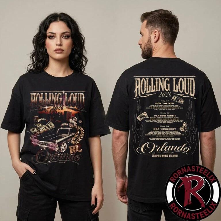 Rolling Loud Орландо 2026 Donk Bling 26 Lineup Унисекс Футболка Двусторонняя L