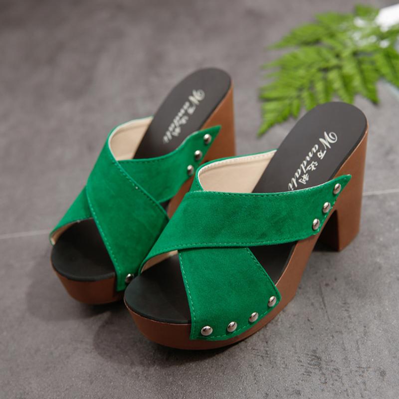 Spring Fish Mouth Cross Strap High Heel Thick Bottom Waterproof Platform Roman Ladies Sandals