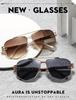 Trendy Euro-American Metal Double Bridge Irregular Sunglasses - Stylish, Casual, Versatile Sun Protection