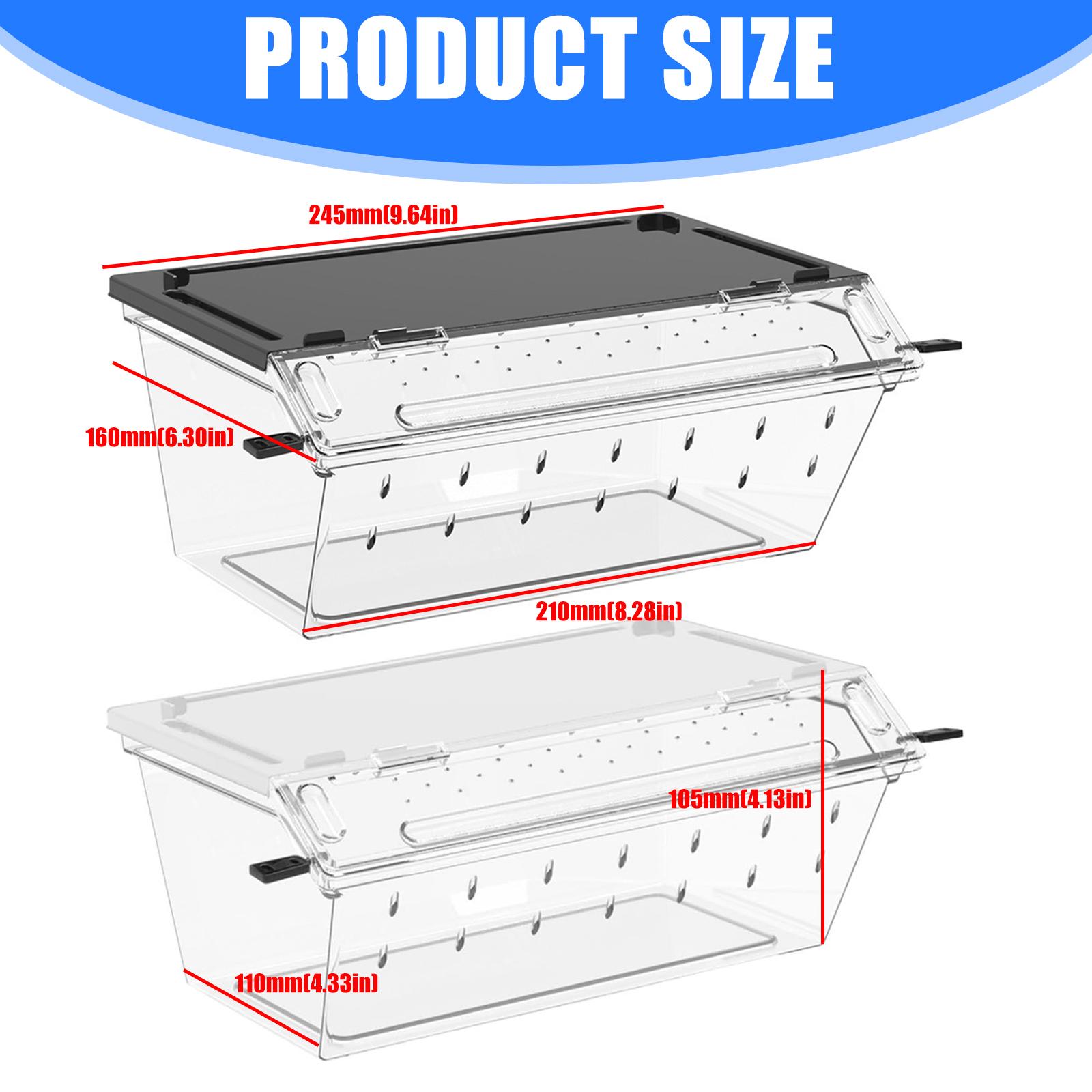MultiFunctional Reptiles Habitat Tanks Clear Terrariums With Ventilation Design For Ants Lizards Snake Easy Maintenances чёрный