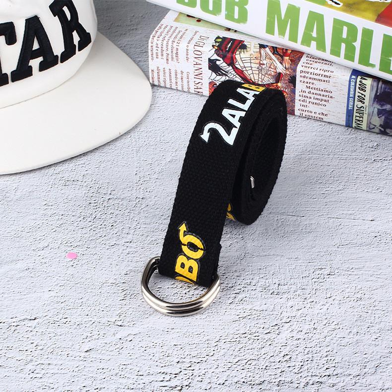 Fashion Letter Pattern Neutral Casual Nylon Waist Belt With Double Design Buckle