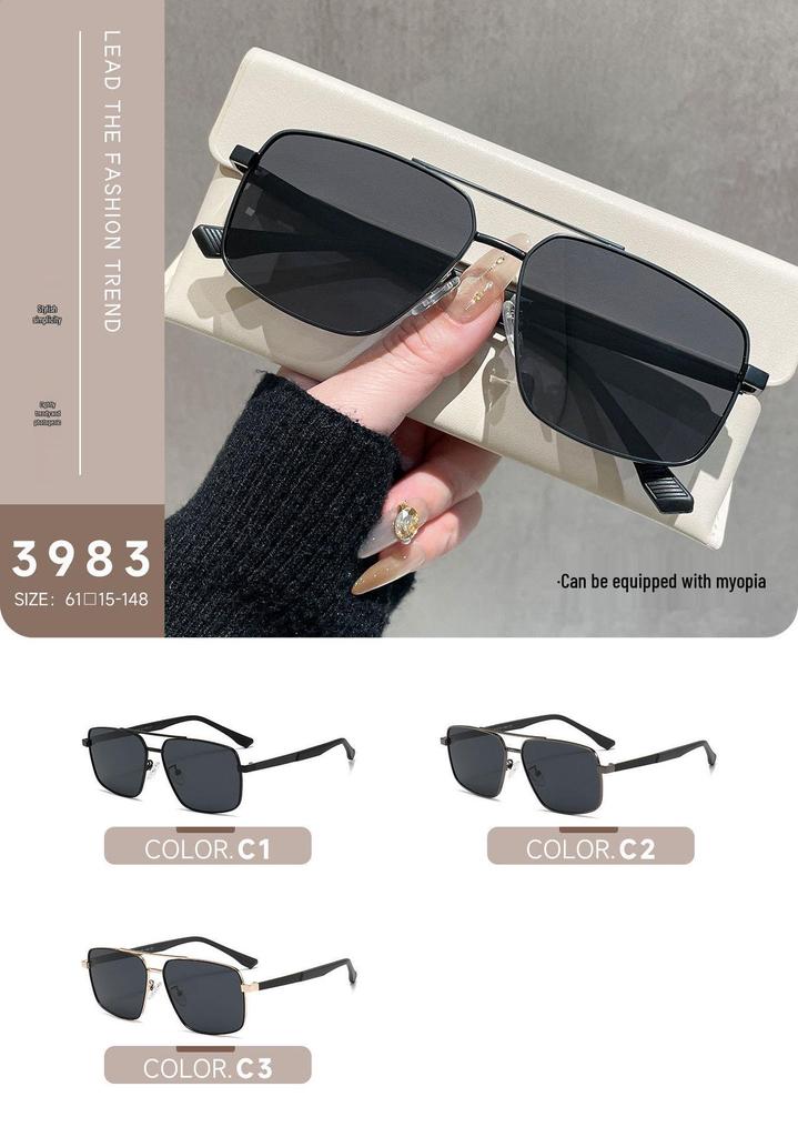 KAJILA 2026 Men's Retro Square Frame Polarized Sunglasses with Double Bridge Sun Protection