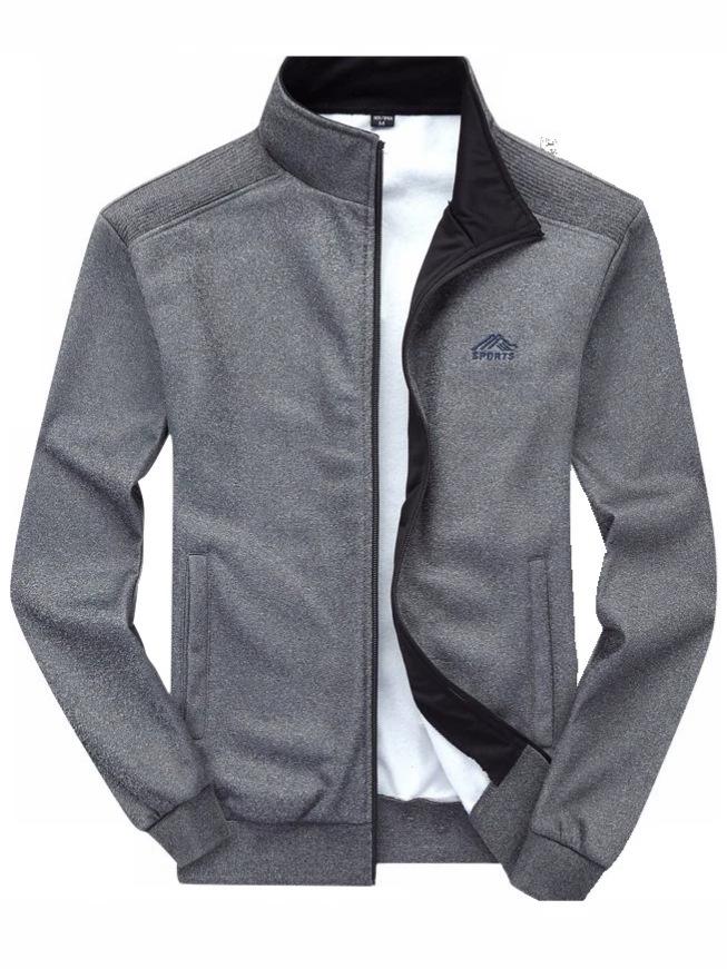 Men's Plus Velvet Thick Warm Embroidered Cardigan Two-Piece Set for Dad and Seniors