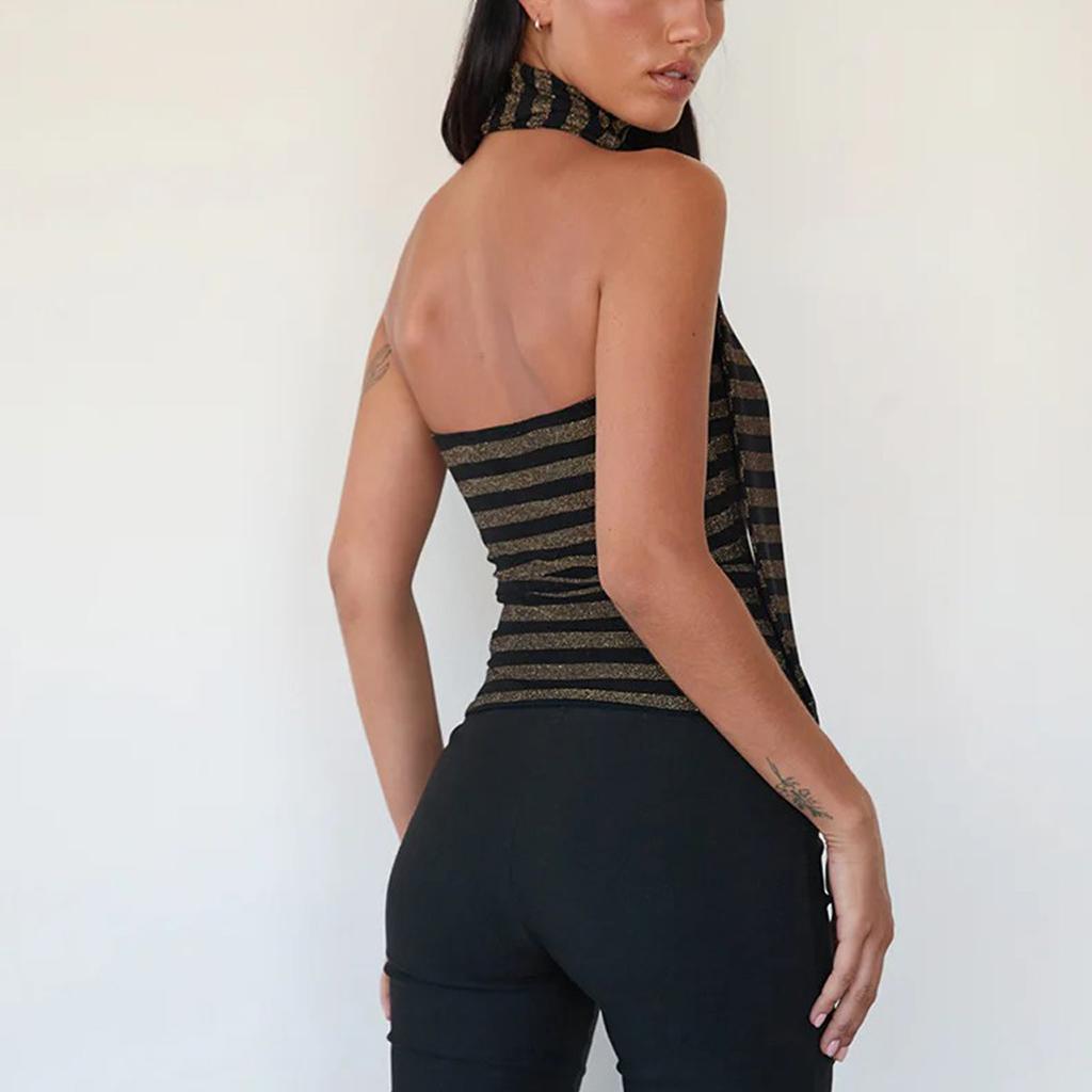 Spice Girls European and American Women's Clothing Chest Wrapping Navel Straps Neck Back Short Top