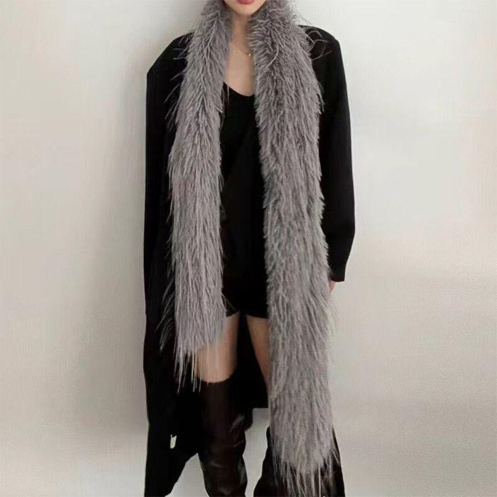 Thick Fluffy Plush Long Strip Scarf Party Luxury Wraps Shawl Korean Style Y2K Girl Scarf  Women
