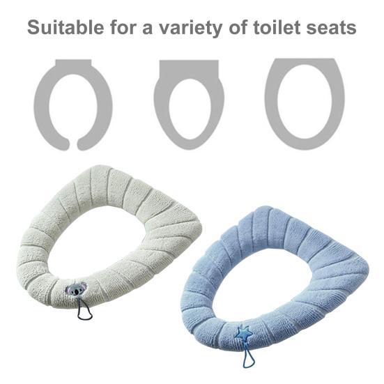 Plüsch-WC-Sitzbezug mit Griff Verdickt Waschbar Weich O-förmig Vier Jahreszeiten Universal Badezimmer WC-Schüssel Wärmer Kissen Pad
