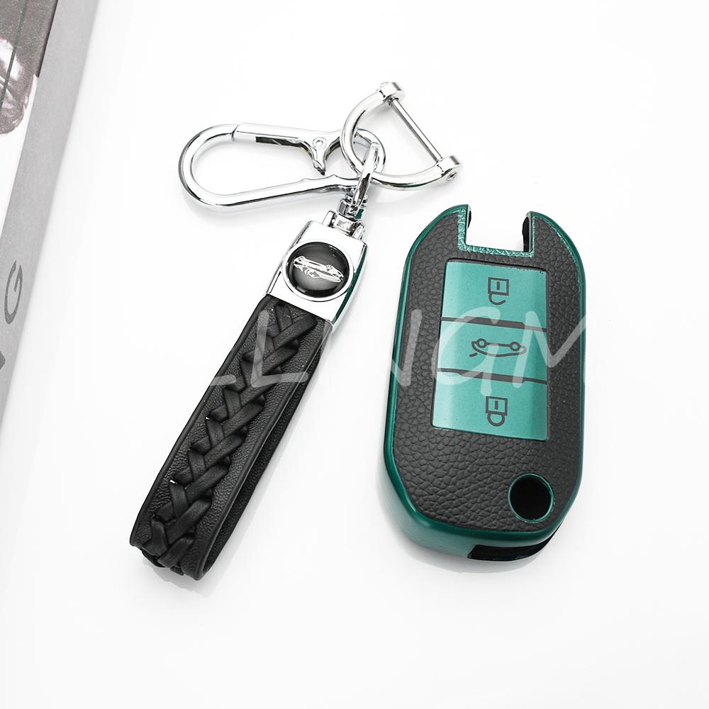Car Key Case For Citroen C3 C5 Cactus Berlingo For Peugeot 3008 2008 208 508 408 308 T9 4008 5008 Keychain Car Accessories