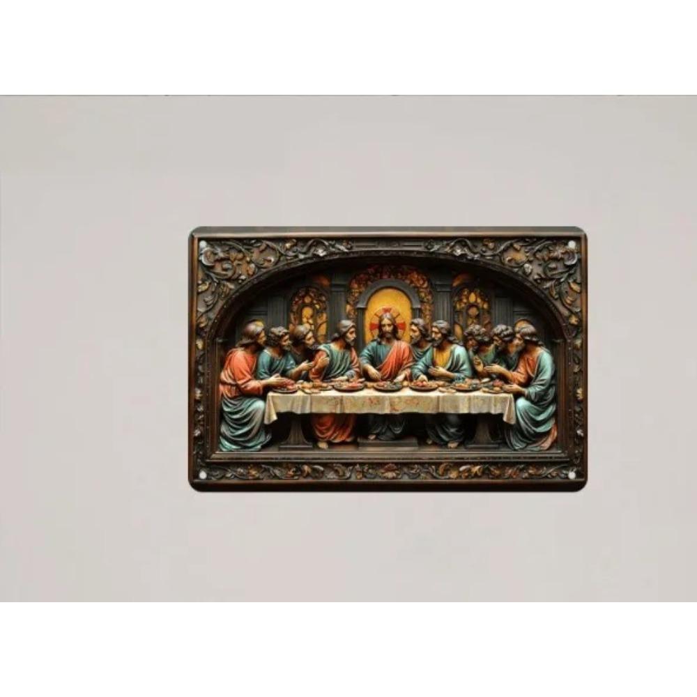 Religiöses Letztes Abendmahl 1 Stück Letztes Abendmahl Vintage Aluminiumschild - Elegante Metallkunst, Heimwanddekoration & Festlicher Gebrauch