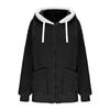 Women's Fashionable Plush Solid Color Zippered Hooded Pocket  Long Sleeved Loose Warm Jacket