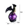 Dragon Figurine Lamp for Shelf Placement and Desk Display, Fantasy Statue Form, Lighted Sphere, Black Finish, Collector Item, Bedroom Use