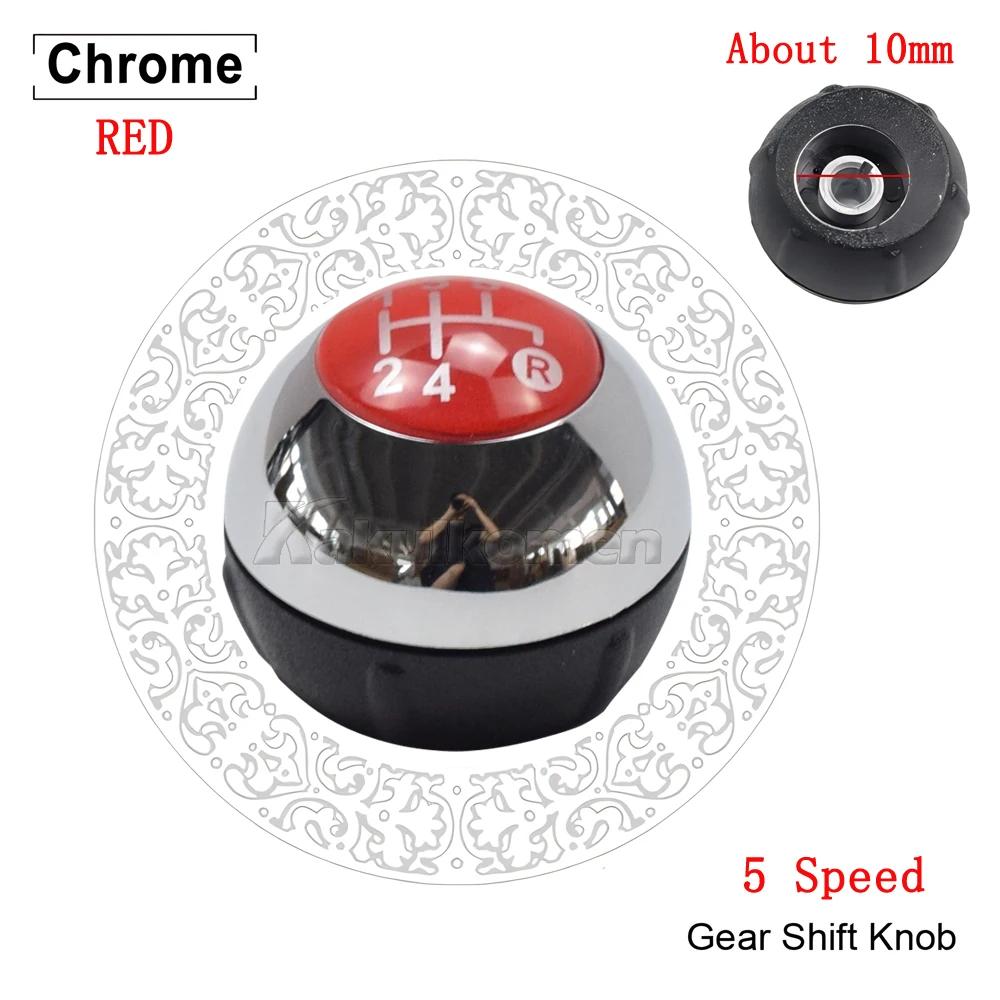 6 Speed Gear Shift Knob Shift Transmission Lever Knob Manual For Fiat 500 2012-2018 Chrome+Red 55344048