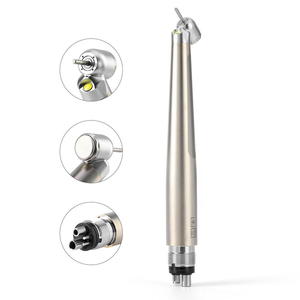 Dental 45 Degree E-generator High Speed Handpiece LED Titanium Plating Standard Head Single Water Spray Handpiece 4 Holes