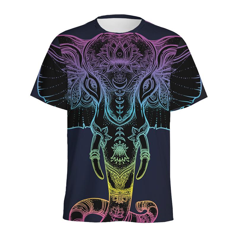 Summer Ethnic Elephant 3D Print T-Shirts Streetwear Men FashionCasual Oversized O-Neck Short Sleeved T Shirt Tees Tops Clothing