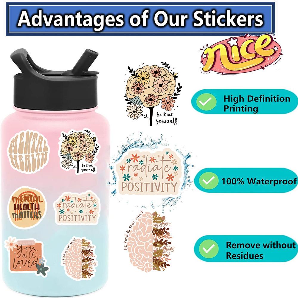 50 Bohemian Mental Health Graffiti Stickers Decorate Guitar Laptop Suitcase DIY Waterproof Stickers