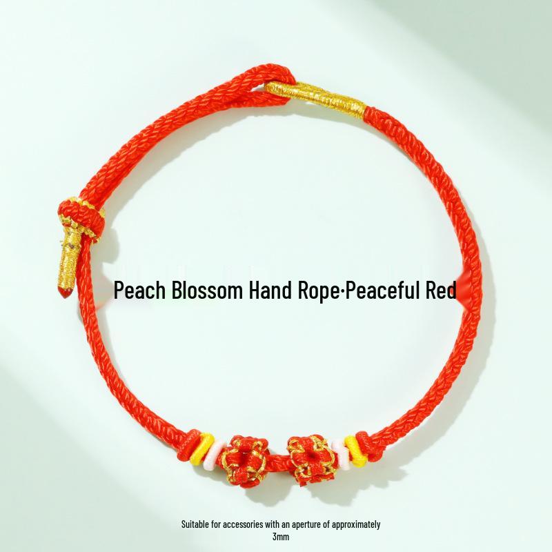 Dragon Boat Festival Peach Blossom Knot Bracelet - Five-Color DIY Beaded Rope for Couples