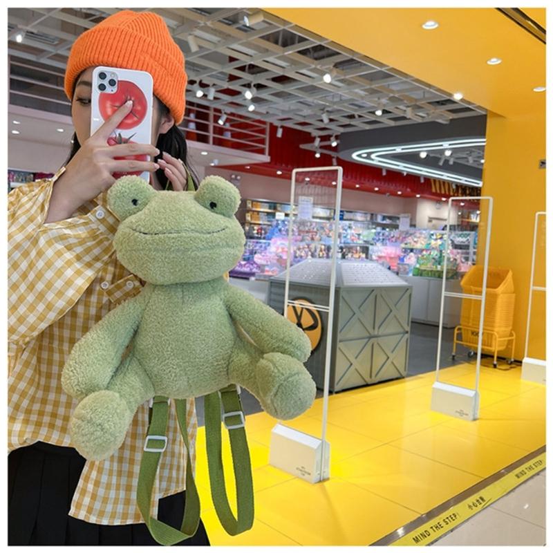Small Frog Shaped Backpack Cute Plush Bag Cartoon Preschooler Book Bag Animal Backpack For Kid Girl Chritmas Gift