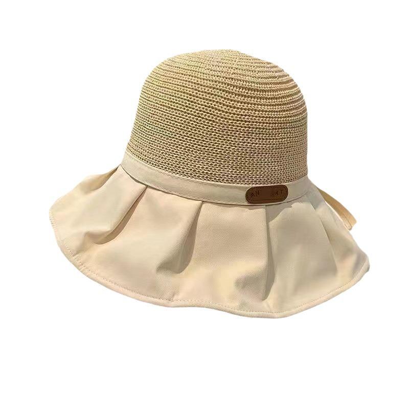 Korean-Style Women's Wide Brim Sun Hat with Bow and Face Mask - Versatile Outdoor UV Protection Hat for Adults