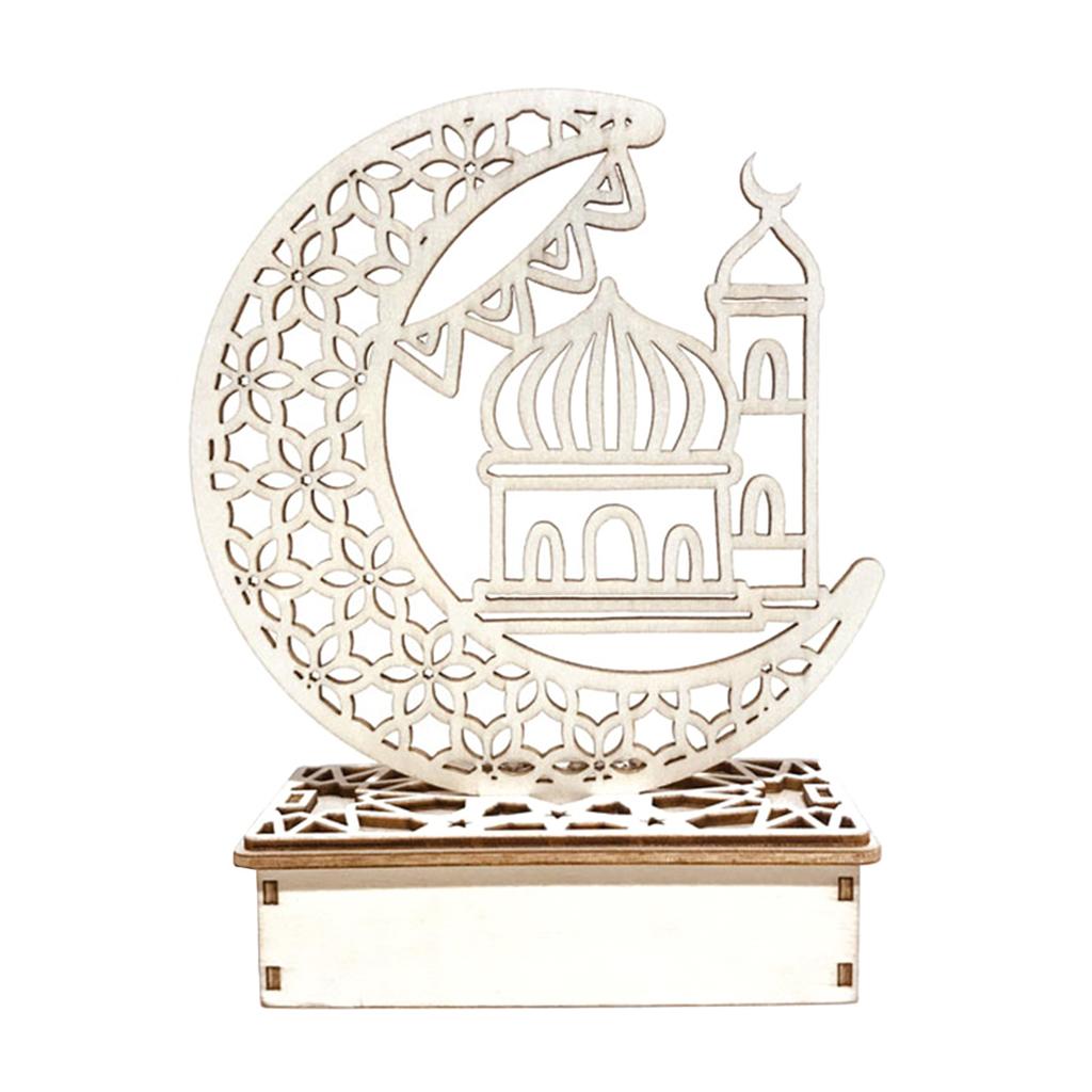 Pendentif en Bois EID Moubarak avec Bougies LED Lumière Décorations de Ramadan pour la Maison Décoration d'Eïd de Fête Musulmane Islamique Kareem Ramadan