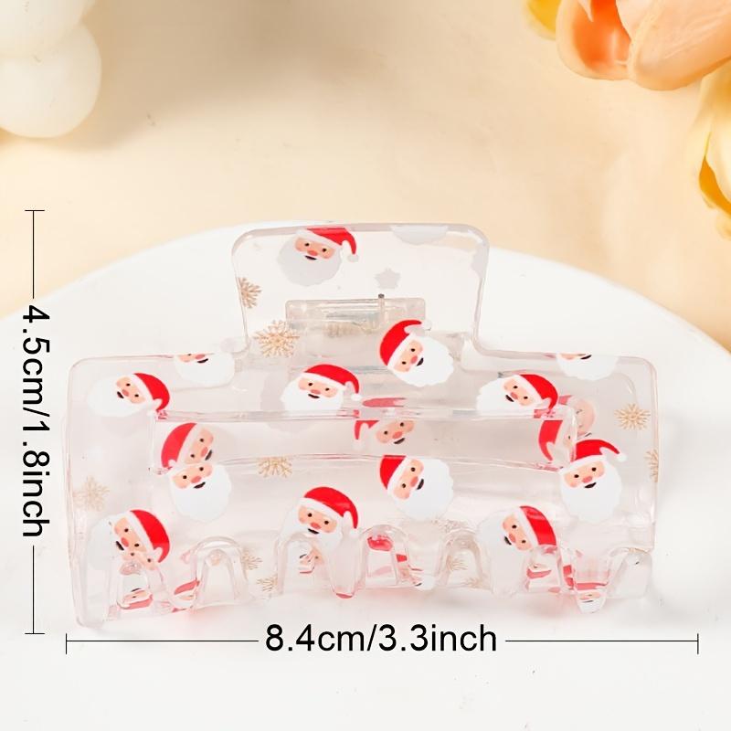 1pc Festive PVC Hair Claw Clip - Large Cartoon Santa Print, Cute Christmas Holiday Hair Accessory, Ideal Gift
