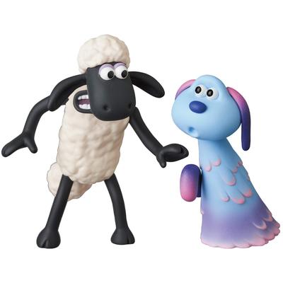 Medicom Toy UDF Ultra Detail Figure 593 Shaun the Sheep UFO Shaun Approximately Fully Assembled Figures No. Movie Fever! & Lu-La, 75mm/60mm Tall,