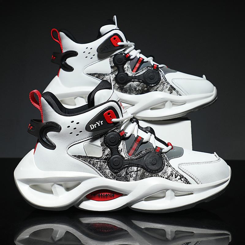 Large Size Winter New High-top Leather Dad Shoes Lightweight Platform Casual Sports Basketball Shoes Men's Shoes