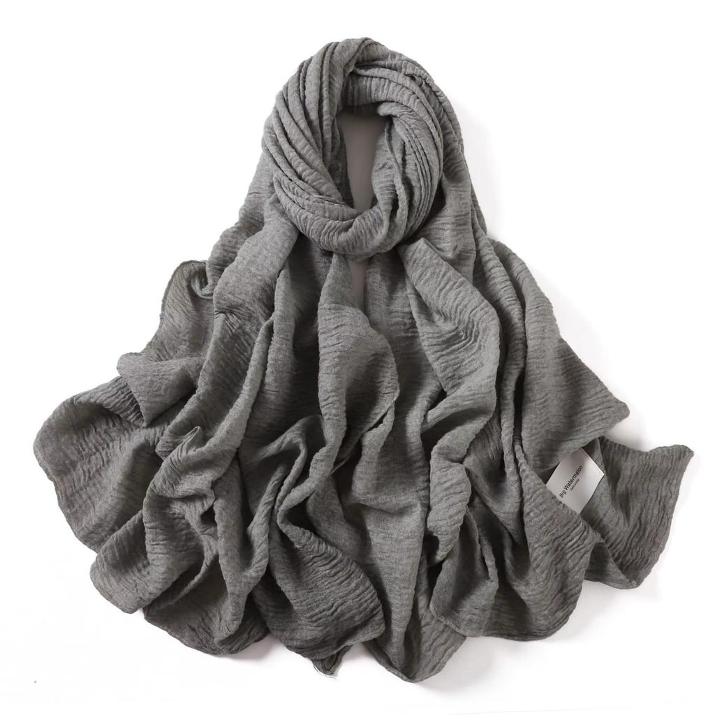 Graphite Textured Scarf 180x90 - Cotton and Polyester