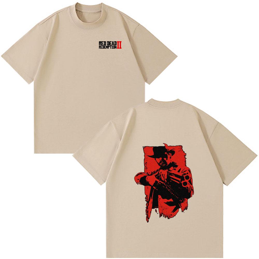 Red Dead Redemption 2 Game Graphic T Shirts Mens Clothing High Quality Fashion Summer Couple ONeck Cotton Short Sleeve Tshirt