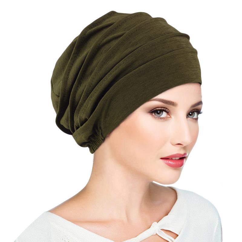 Muslim Women Stretch Sleep Chemo Hat Cotton Beanie Sleep Hijab Turban Headwear Cap Head Wrap for Cancer Hair Loss Accessories