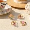 Anti-oxidation Ring 4Pcs/Set Adjustable Set Pink Flower Multi-Petal Design Finger