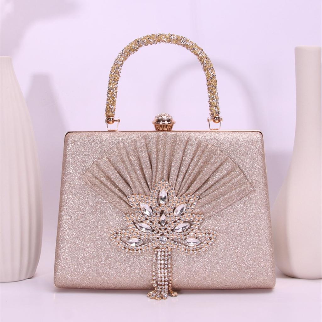 Fan-shaped pleated dress banquet portable dinner bag foreign style simple design shoulder messenger bag