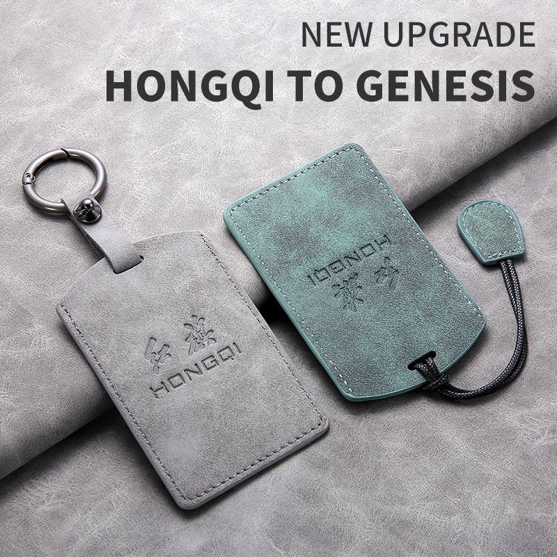 Sheepskin Leather Car NFC Card Samrt Key Case Cover Protector Shell For FAW Hongqi HS7 HS5 H7 H9 E-HS3 2019 Keychain Accessories