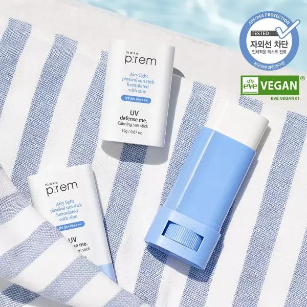 Make P:REM Make Prem UV Defense Me Calming Sun Stick 20g: A non-sticky, smooth, and matte primer sun stick.