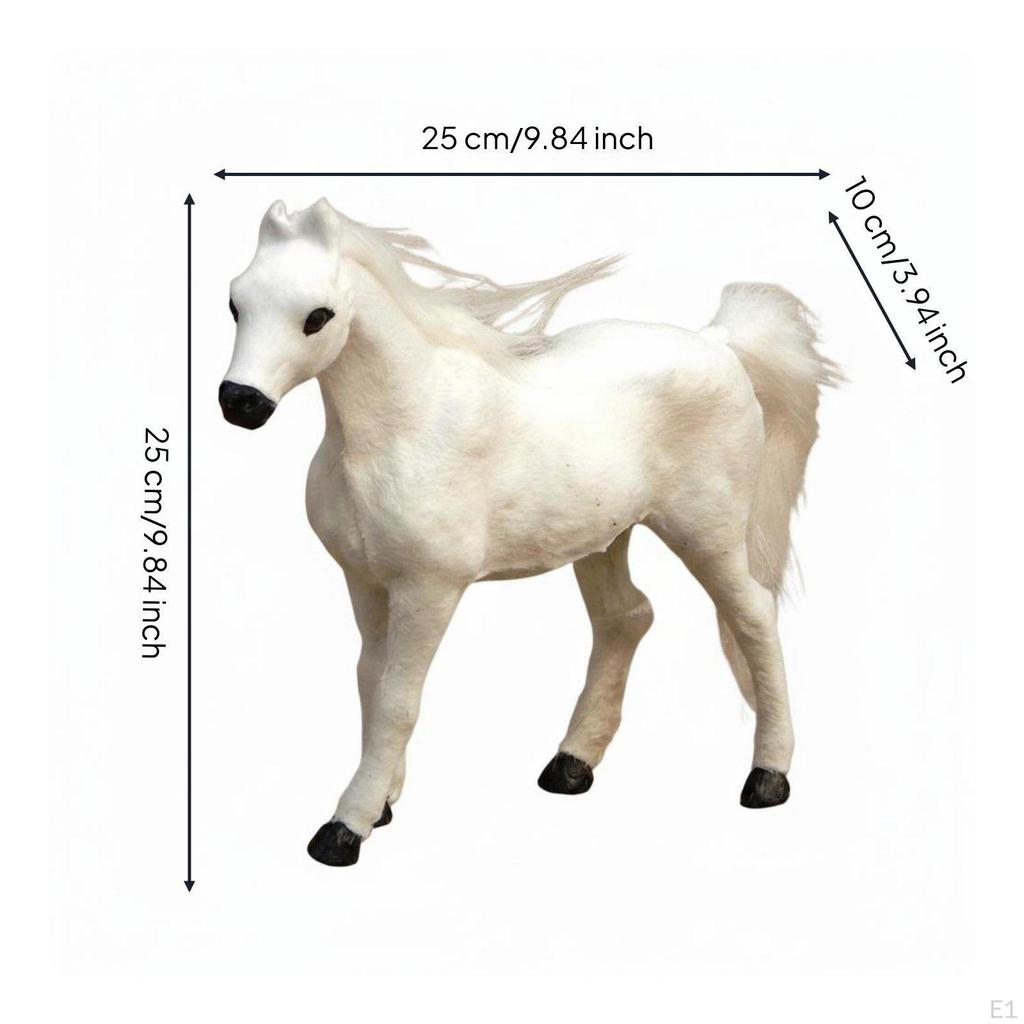 Snowy Equine Statue True Realistic Horse Model Gift Idea Foal Figurine for Kids, Office Desk,