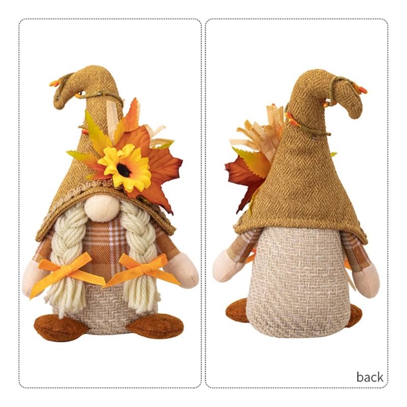 Season Decors Thanksgiving Harvest Season Bendable Hat Standing No Face Doll Decoration for Festival Environment