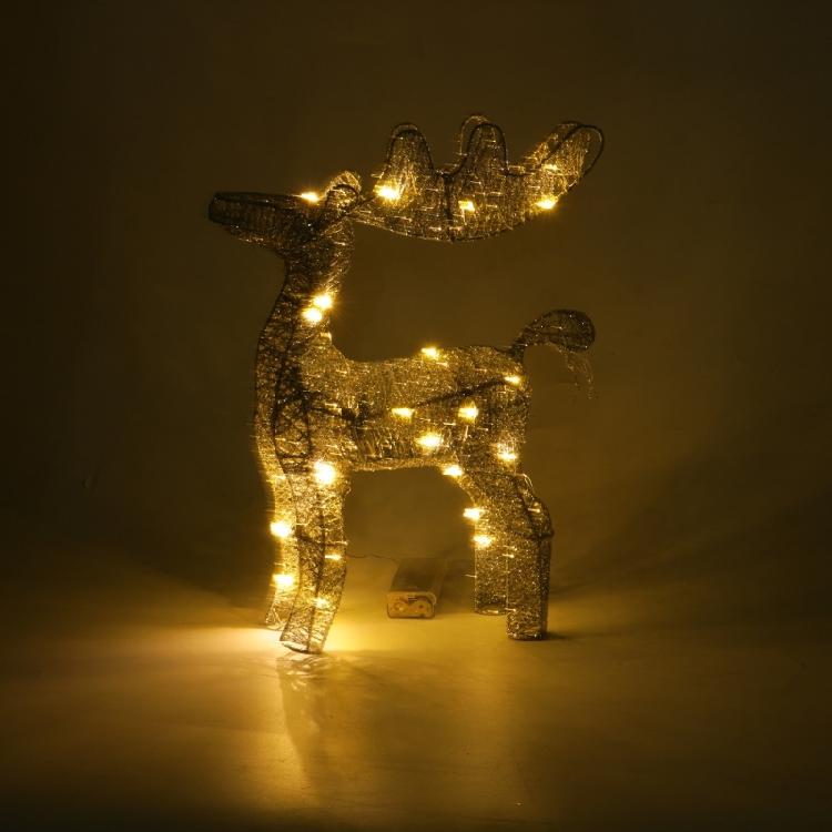 Christmas Wrought Iron Deer Figurine with Led Light Holiday New Year Party Decor