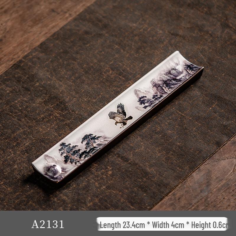 Guochao River & Mountain Ceramic Incense Holder - Retro Incense Stick Tray for Indoor Use