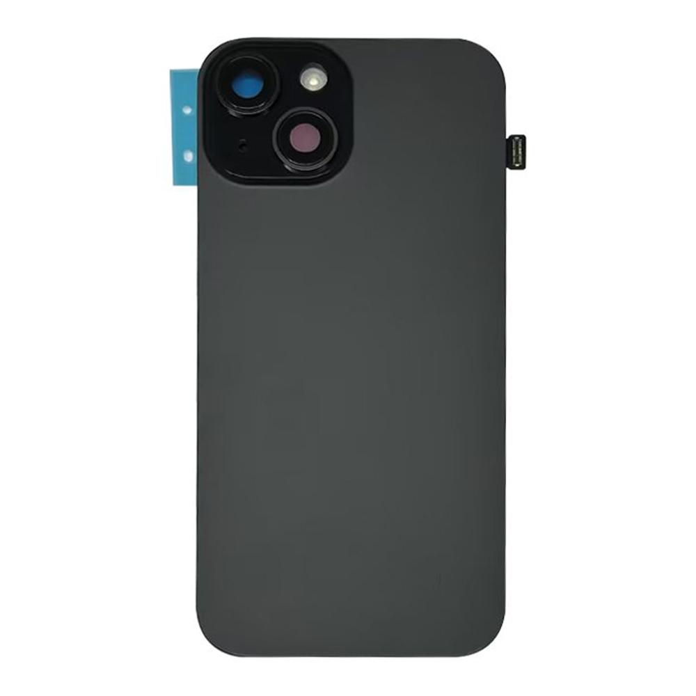 

For iPhone 15 Battery Housing Cover+Camera Lens Cover+Bracket+Wireless Charging Port Cable Yellow