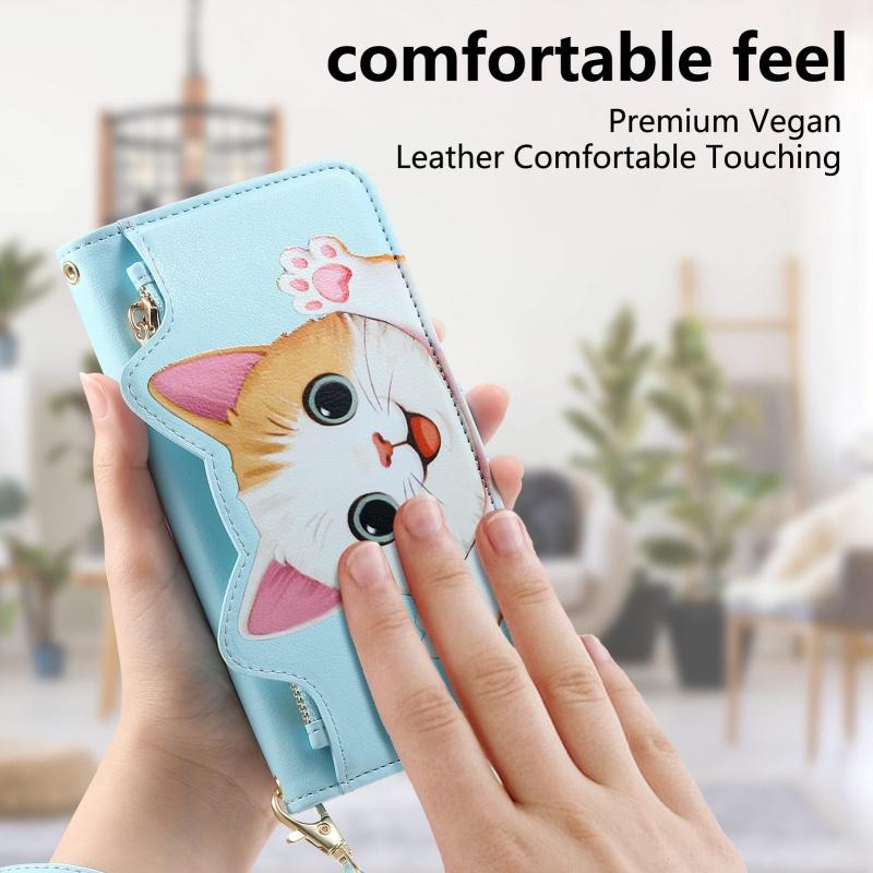 Hanging Rope Zipper Wallet Card Slot Phone Case for XiaoMi 17T 17 Pro Max 15T 14T 14 13T Lanyard Magnetic Flip Stand Cover Etui