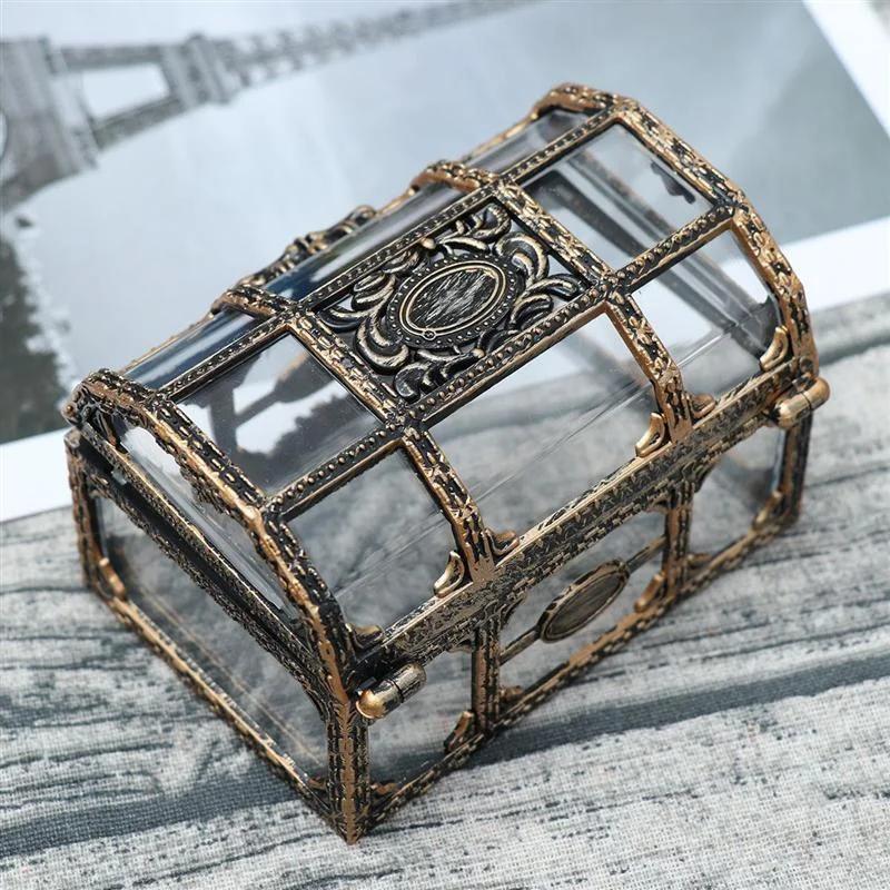 Plastic Transparent Pirate Treasure Box Crystal Gem Jewelry Box Storage Organizer Chest Treasure for Jewelry Gem Trinket Box