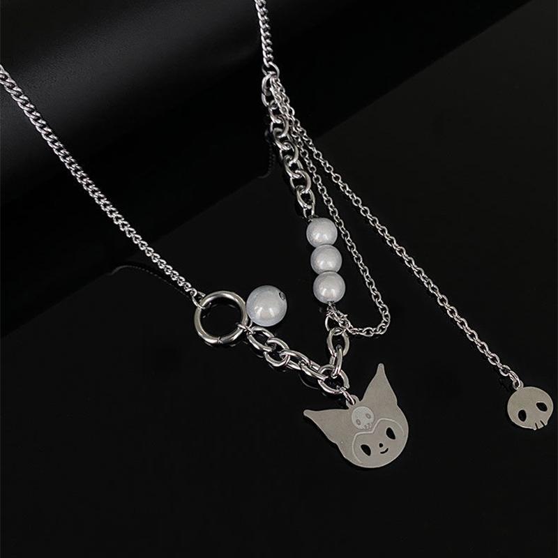 New Fashion Women Pendant Necklaces Fine Double Link Chain Metal Skeleton Monster Necklace Punk Jewelry Party Gift