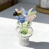 Handmade Mini Glass Animal Figurine Faux Crystal Small Bird Butterfly Bee Ornament with Stem for Home Office Tabletop Decor